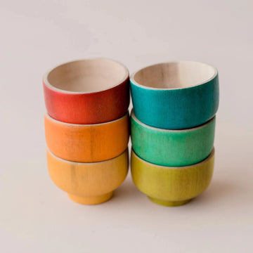 Qtoys | Rainbow Wooden Sorting Bowls