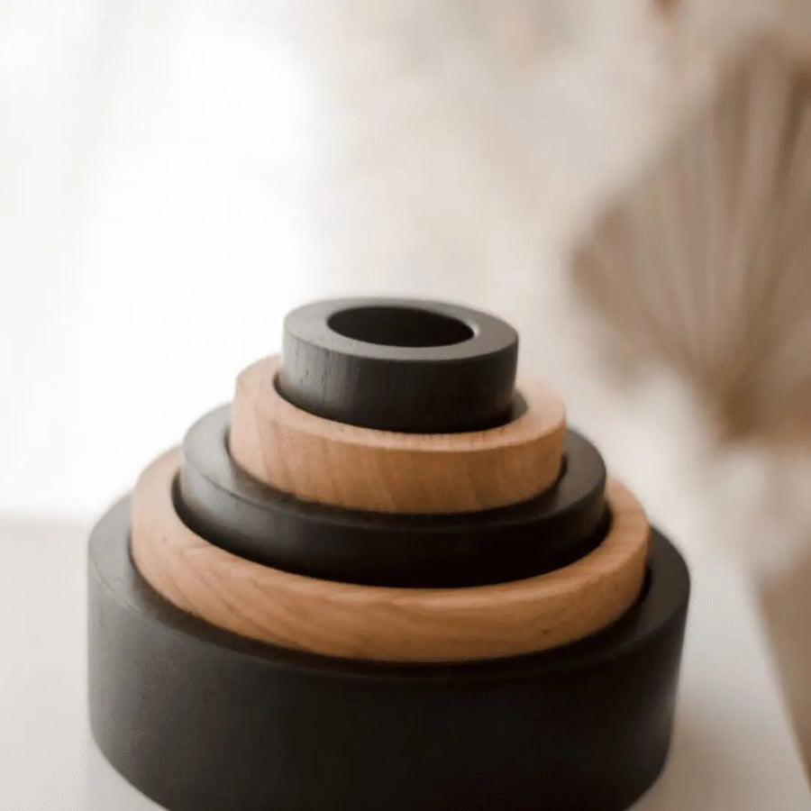 Qtoys | Wooden Stacking Nesting Bowls - Contrasting