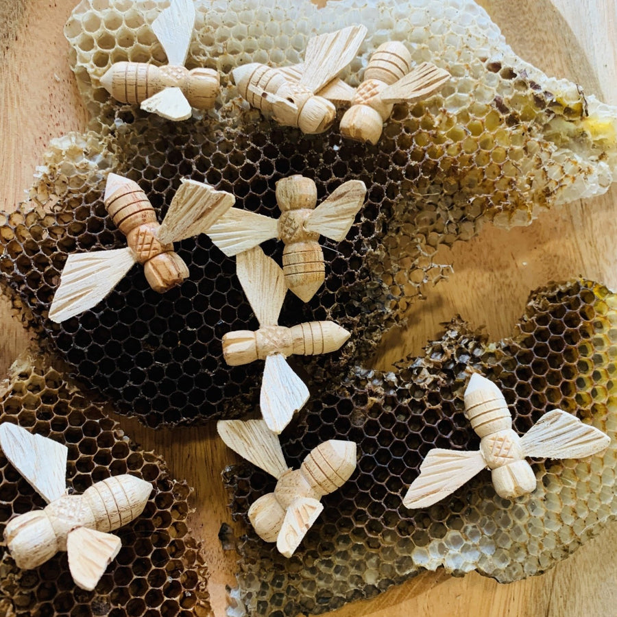 Natural Wooden Bees - Set of 3