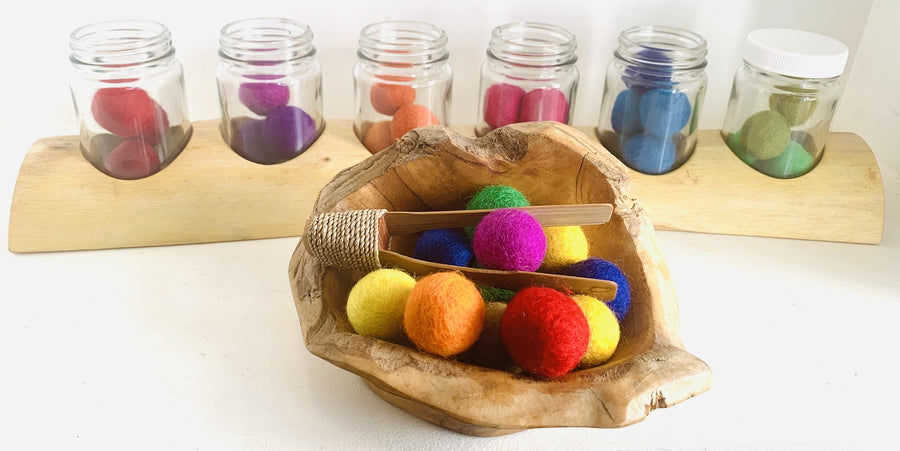 Colourful fair trade felted wool balls