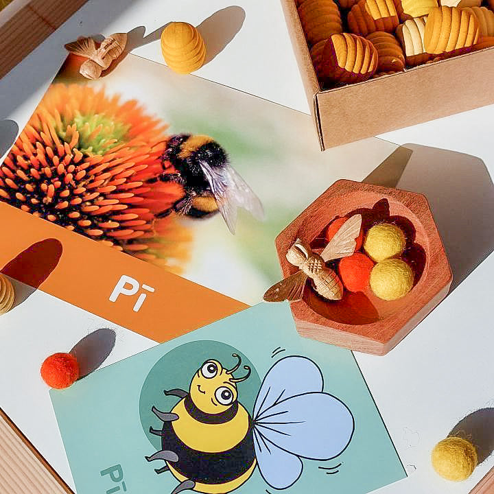 This natural wooden toy bee set is great for imaginative play and is a fun educational toy. 