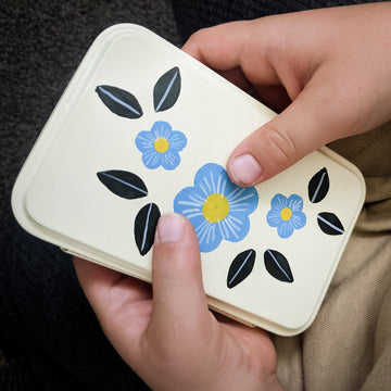 Handmade kids treasure box with a daisy motif