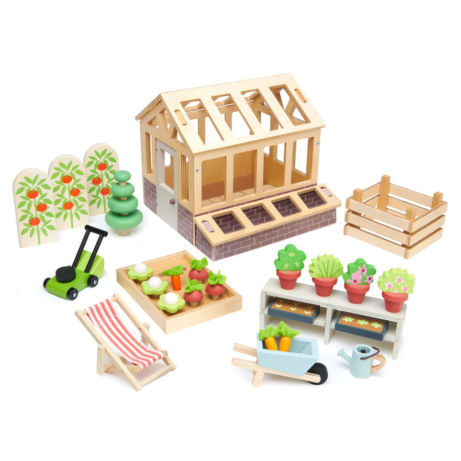 Greenhouse and garden set for dolls house.