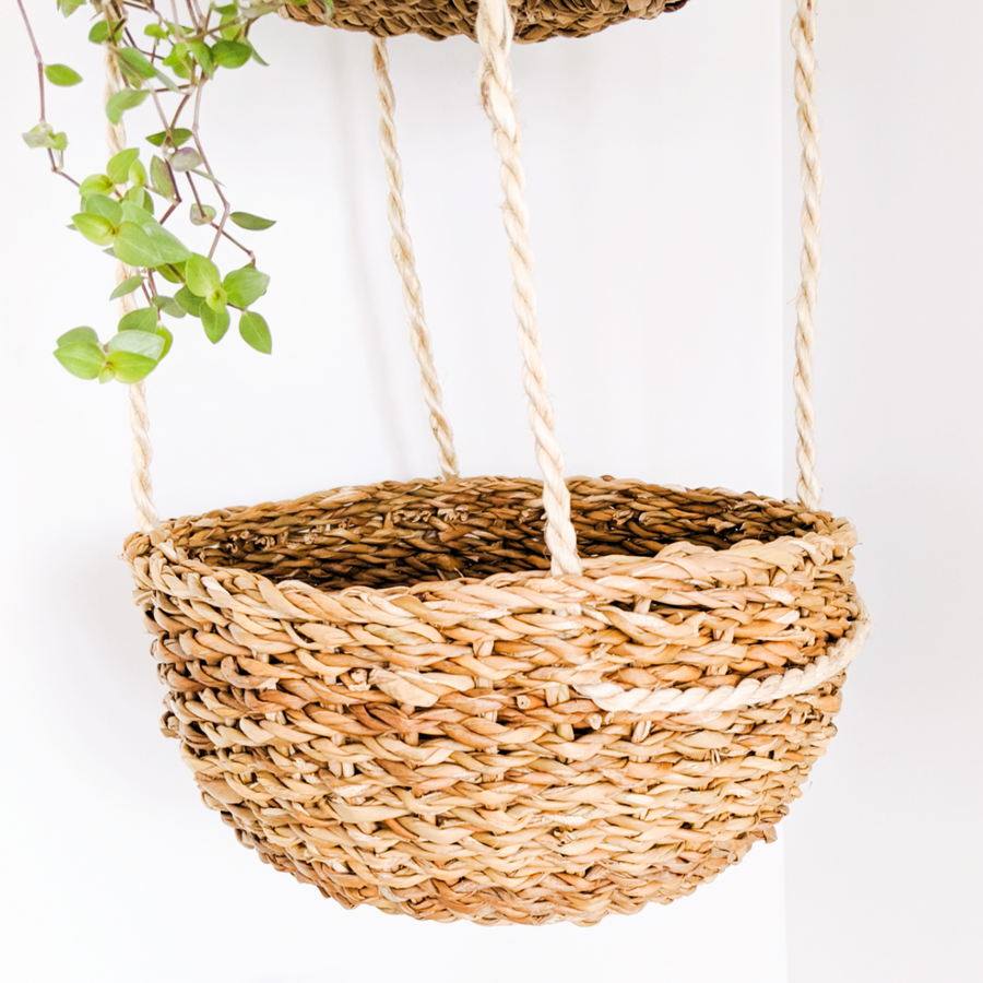 Fairtrade jute hanging basket home decor. 