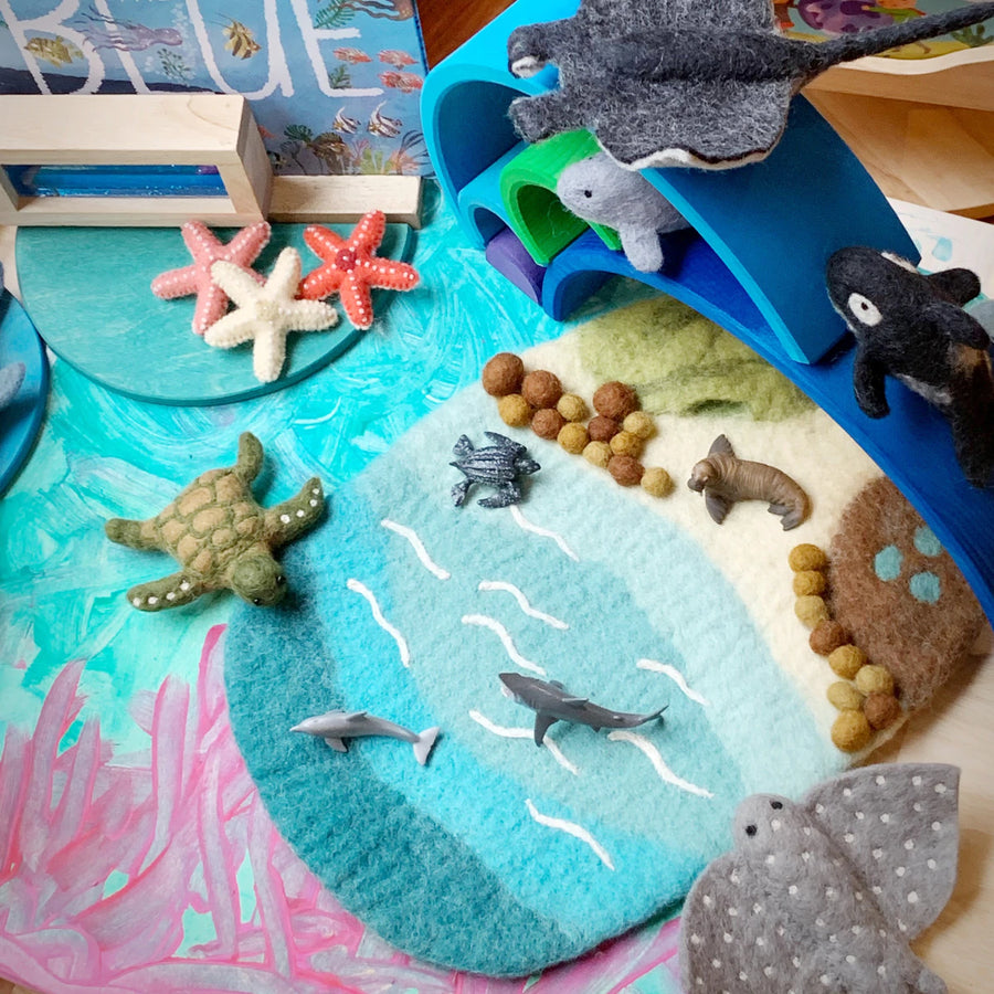 Eco-friendly, fairtrade felt sea turtle toy. 