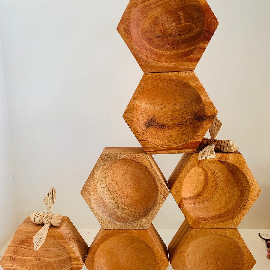 Natural Wooden Beehive Bowl Plates