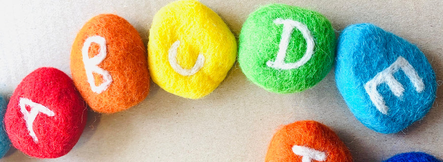Rainbow Felt Pebble Set | Alphabet