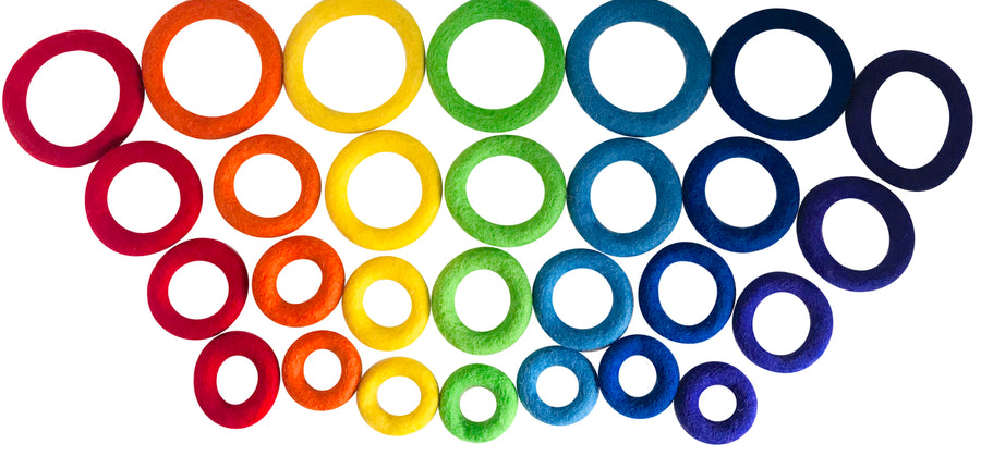 Rainbow Felt Balls and Rings Set - 56 pieces