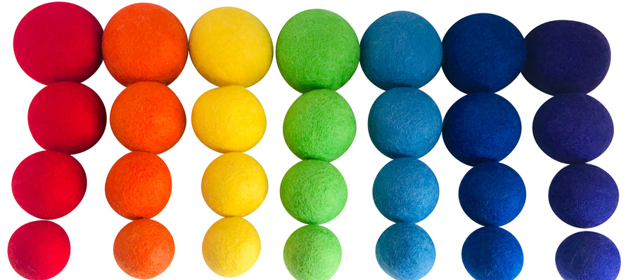 Rainbow Felt Balls and Rings Set - 56 pieces