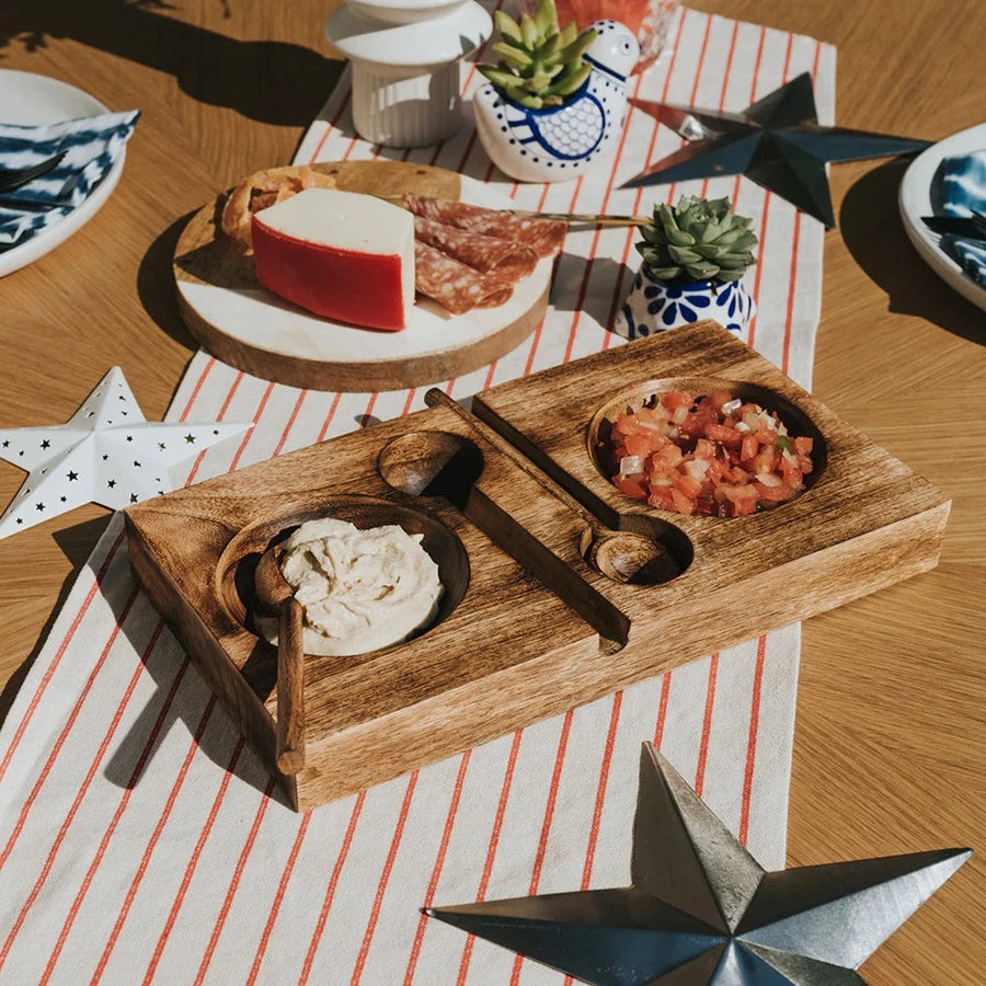 Wooden Tray with Scoops (Large)