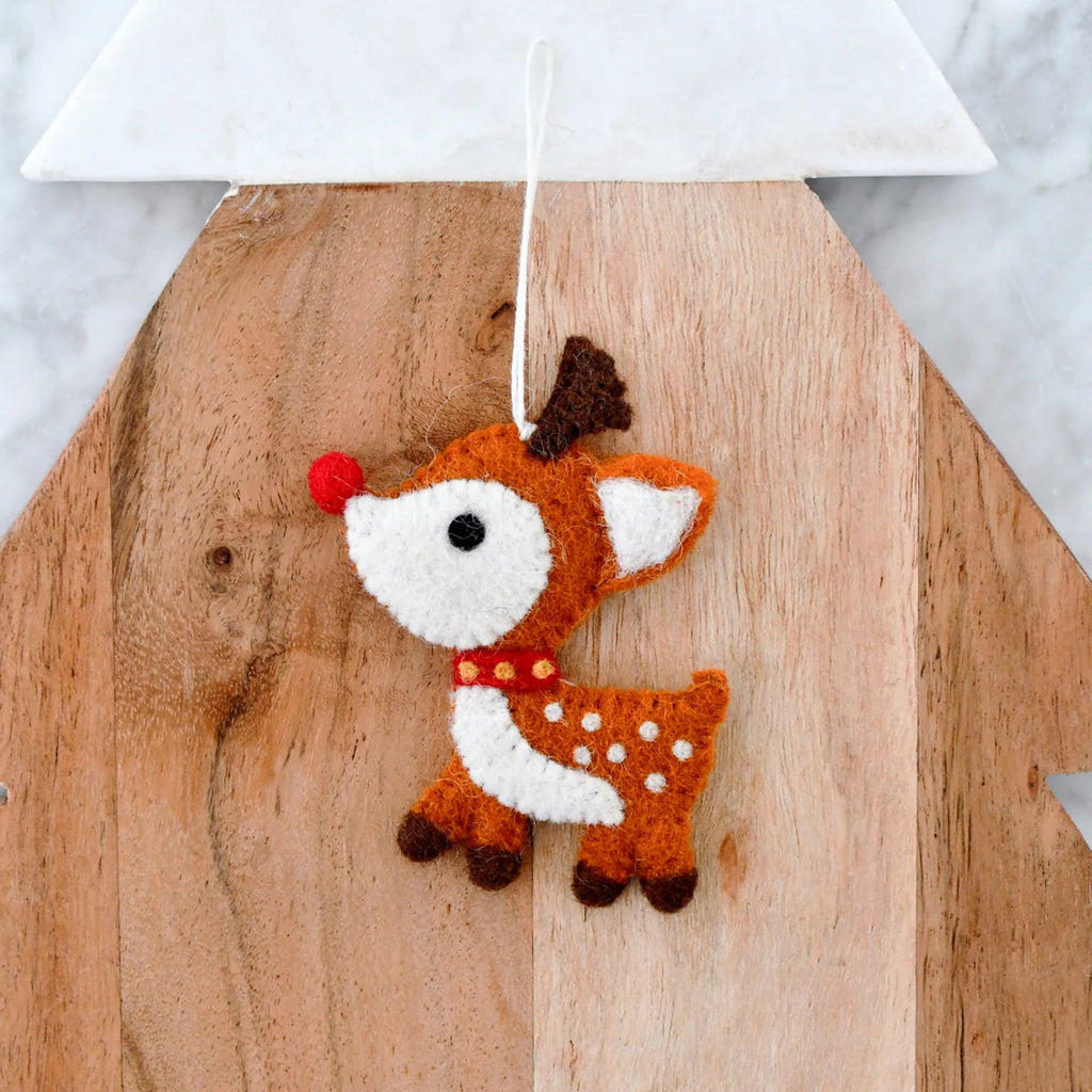 Tara Treasures | Christmas Decoration - Felt Deer Ornament