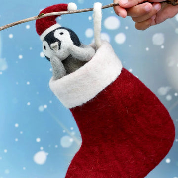 Christmas Decor - Felt Penguin in Stocking