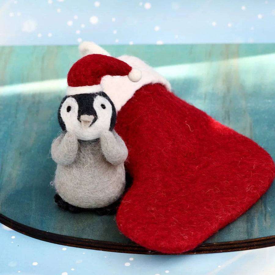 Christmas Decor - Felt Penguin in Stocking