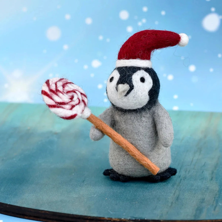 Christmas Decor - Felt Penguin with Lollipop