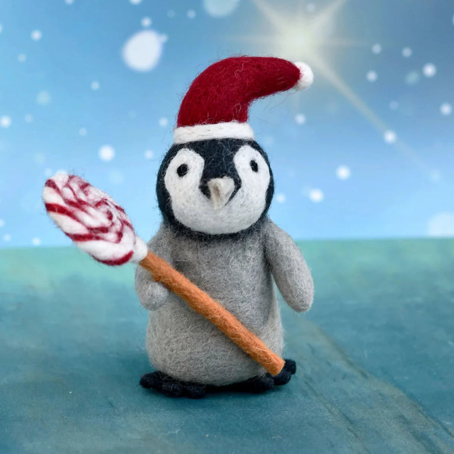 Christmas Decor - Felt Penguin with Lollipop