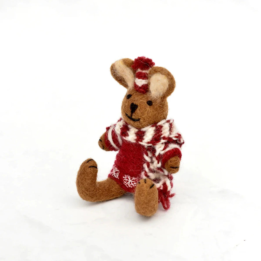 Christmas Decor - Felt Brown Hare with Christmas Sweater