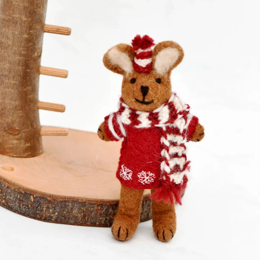 Christmas Decor - Felt Brown Hare with Christmas Sweater