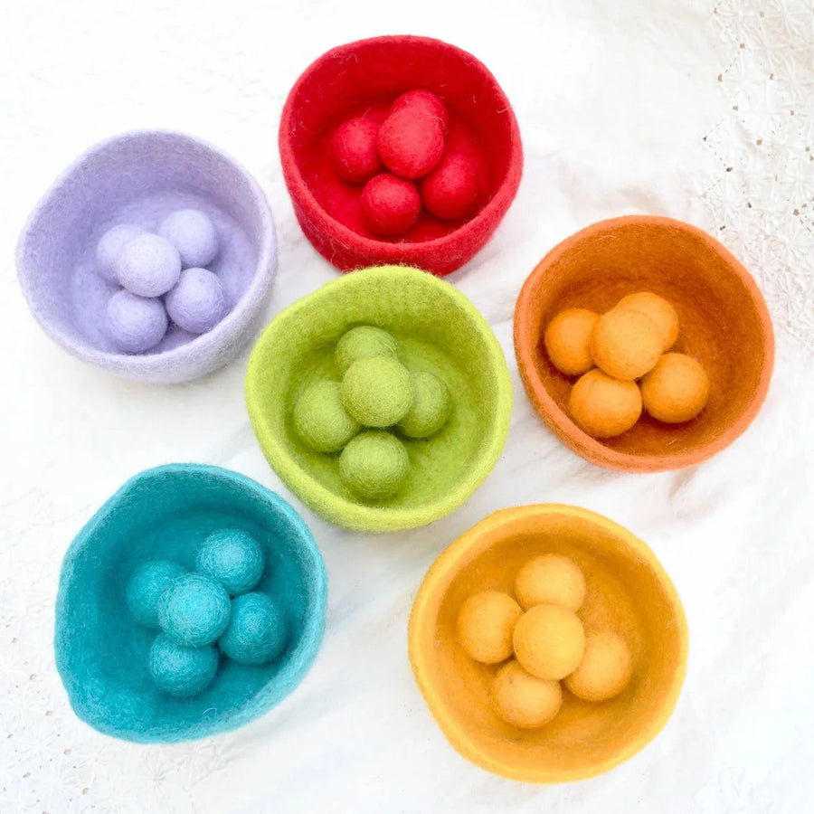 Tara Treasures | Rainbow Felt Sorting Bowls (Set of 6)