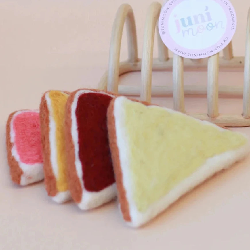 Felt Food | Juni Moon Toast Set with Rattan Stand (2 Styles)