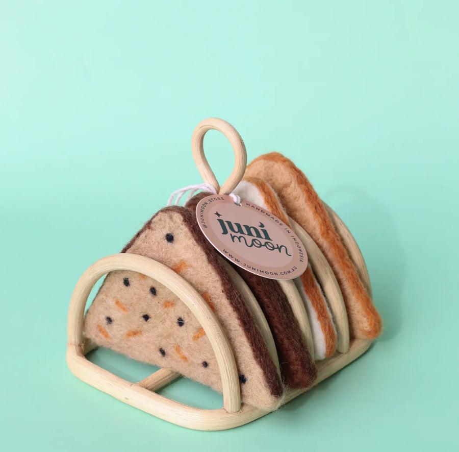 Felt Food | Juni Moon Toast Set with Rattan Stand (2 Styles)