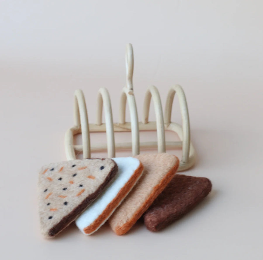 Felt Food | Juni Moon Toast Set with Rattan Stand (2 Styles)