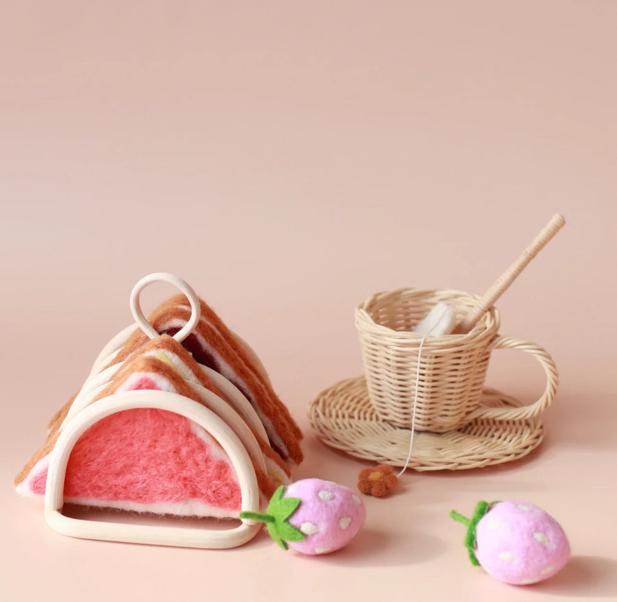 Felt Food | Juni Moon Toast Set with Rattan Stand (2 Styles)