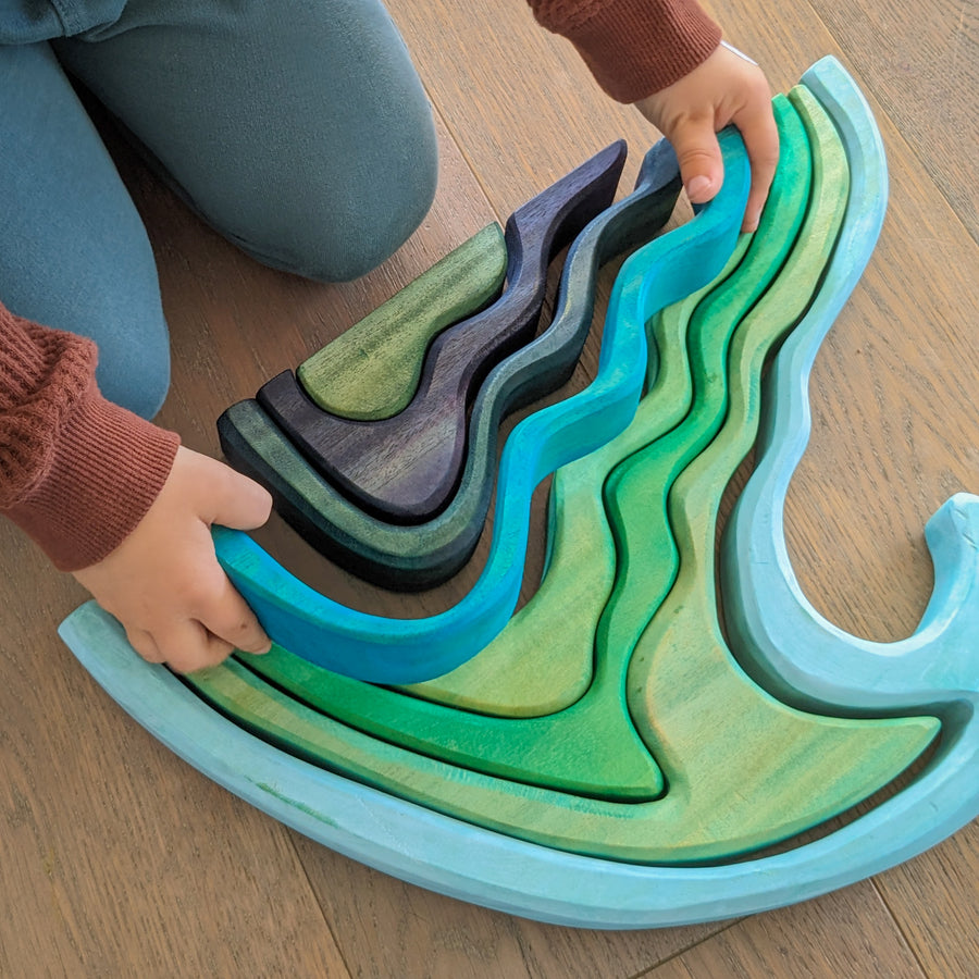 Large Wooden Wave Stacker