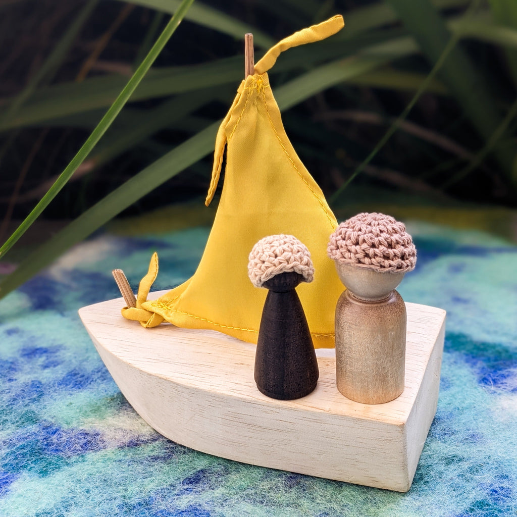 Mini Wooden Sailboat