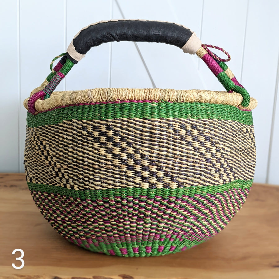 Patterned Bolga Basket - Large