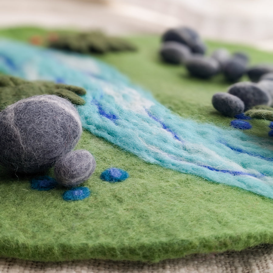 Felt Play Mat - Meadow River With Felt Stones