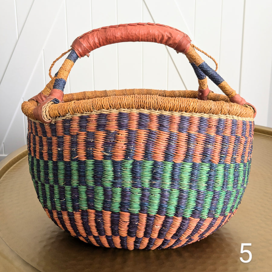 Patterned Bolga Basket - Large