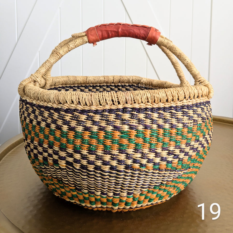 Patterned Bolga Basket - Large