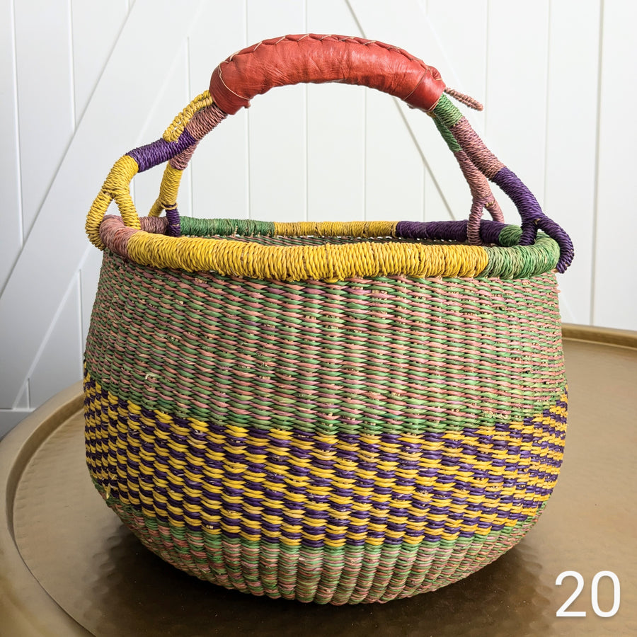 Patterned Bolga Basket - Large