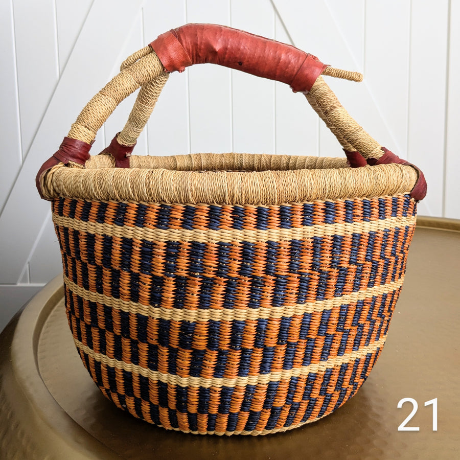 Patterned Bolga Basket - Large