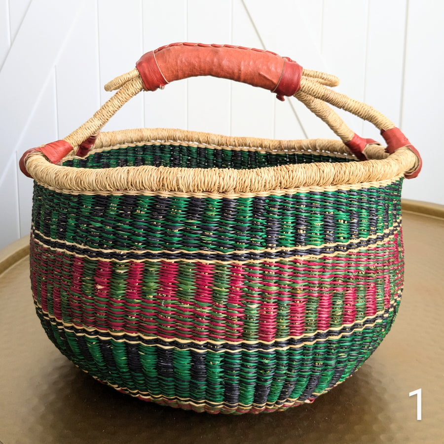 Patterned Bolga Basket - Large