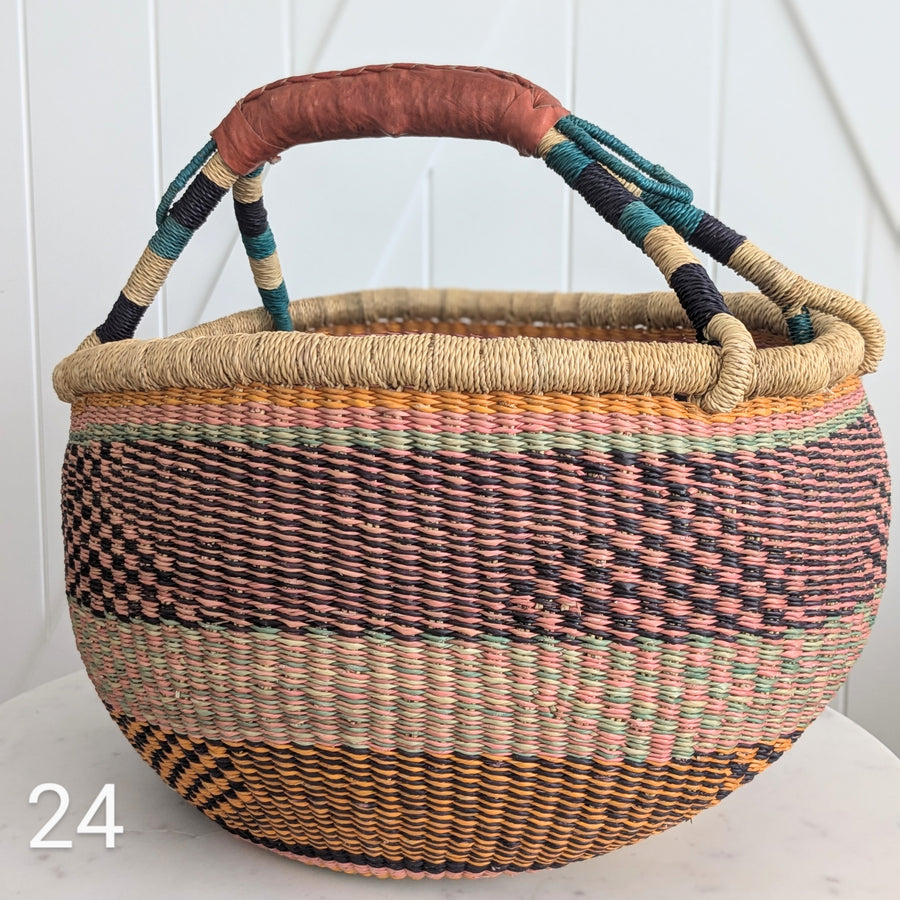 Patterned Bolga Basket - Large