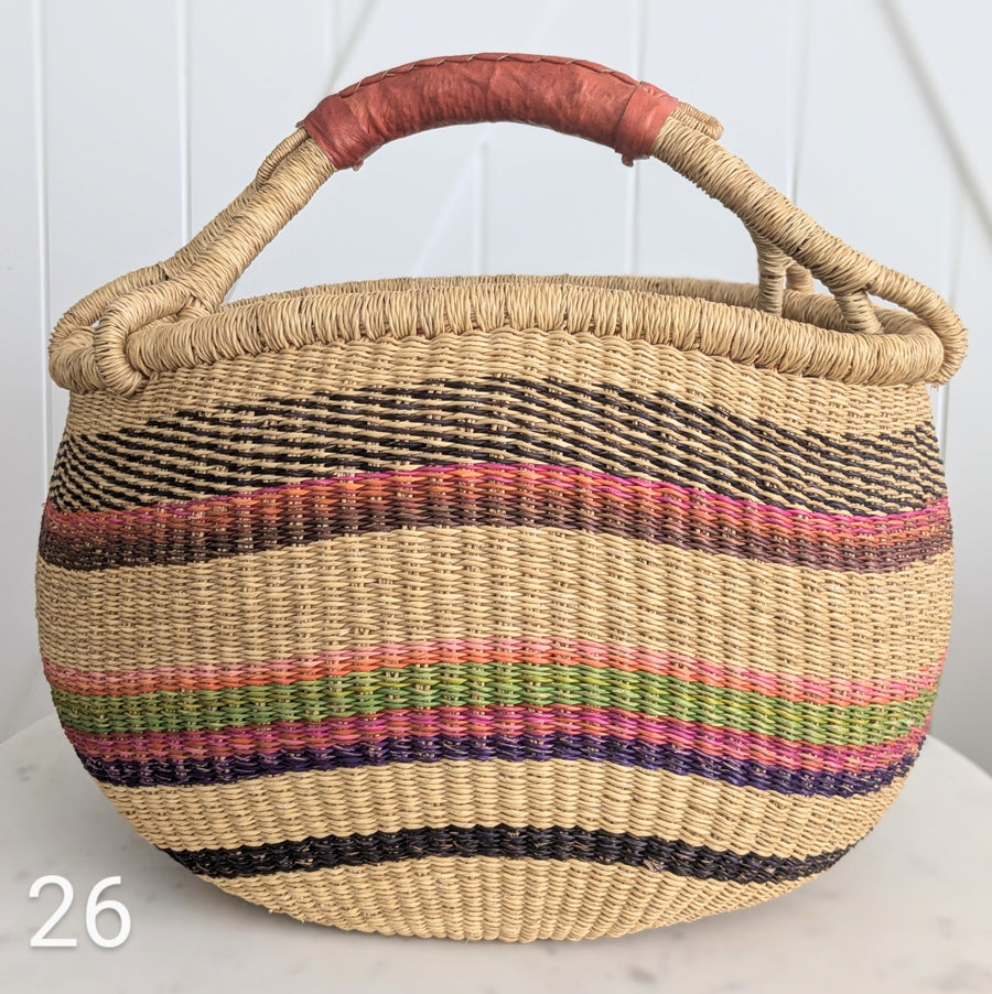 Patterned Bolga Basket - Large