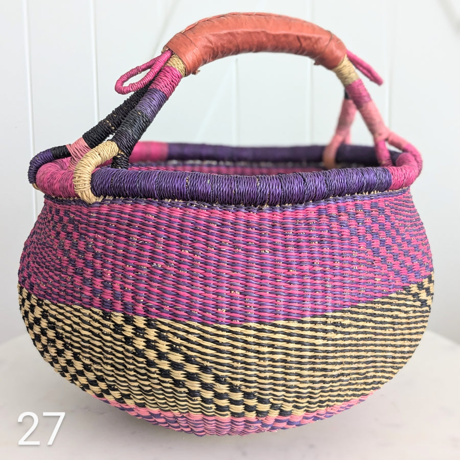 Patterned Bolga Basket - Large