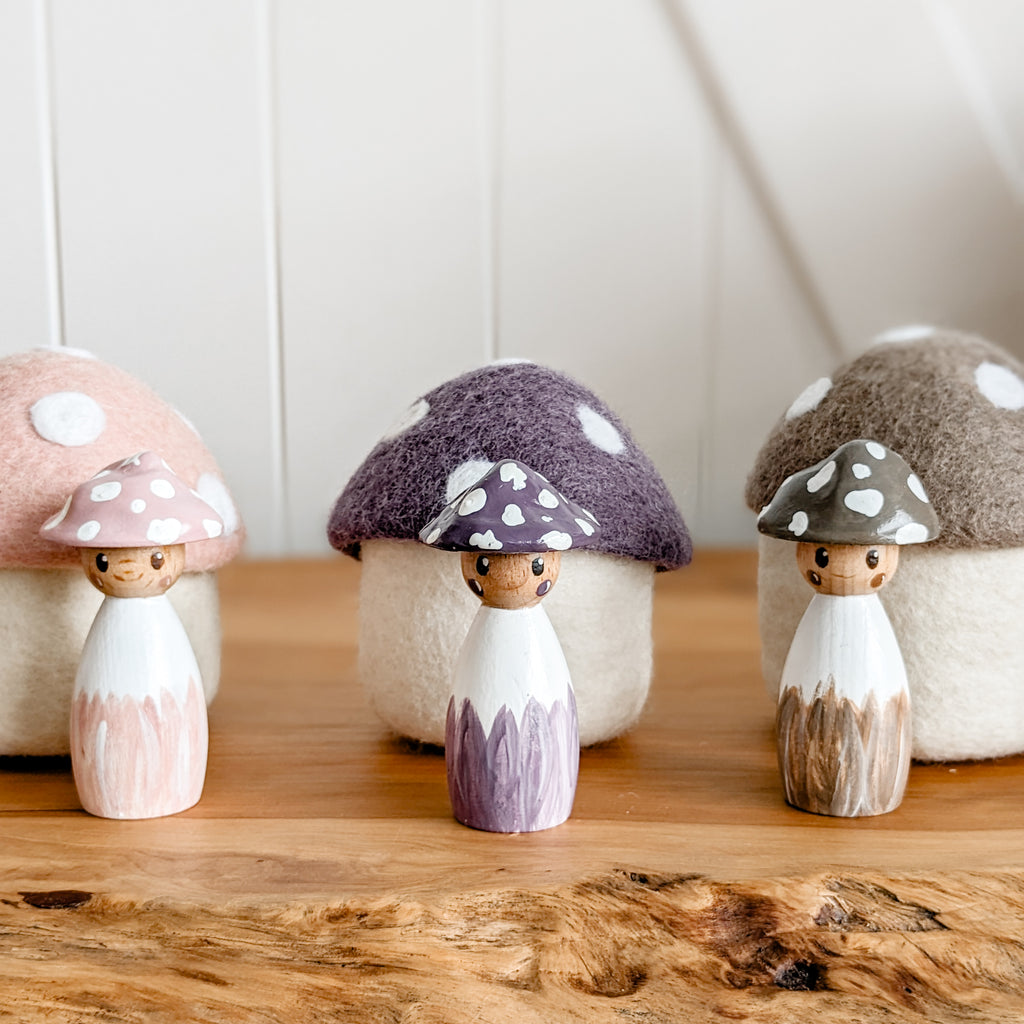Toadstool Peg Doll and Felt Home Set (4 Colours)