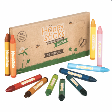 Honeysticks Natural Beeswax Crayons | Jumbo Sized 16 Pack