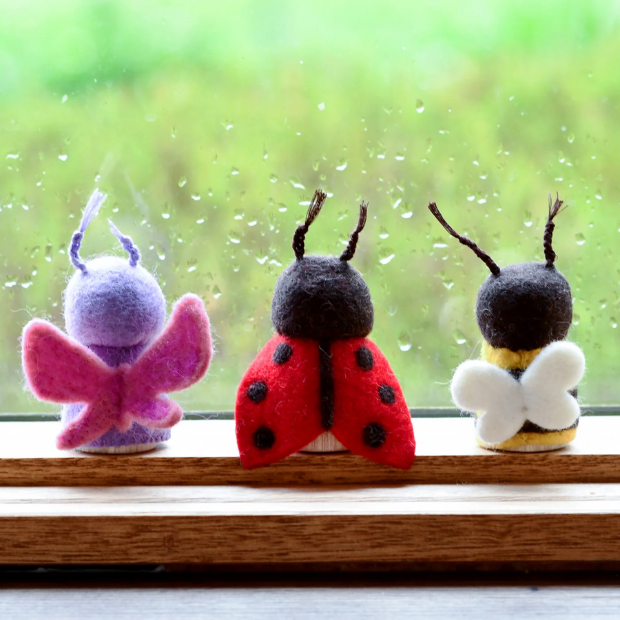 waldorf bug peg dolls - lady bird, butterfly, bee