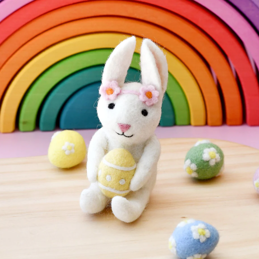 Felt Bunny Rabbit Toy with Easter Egg