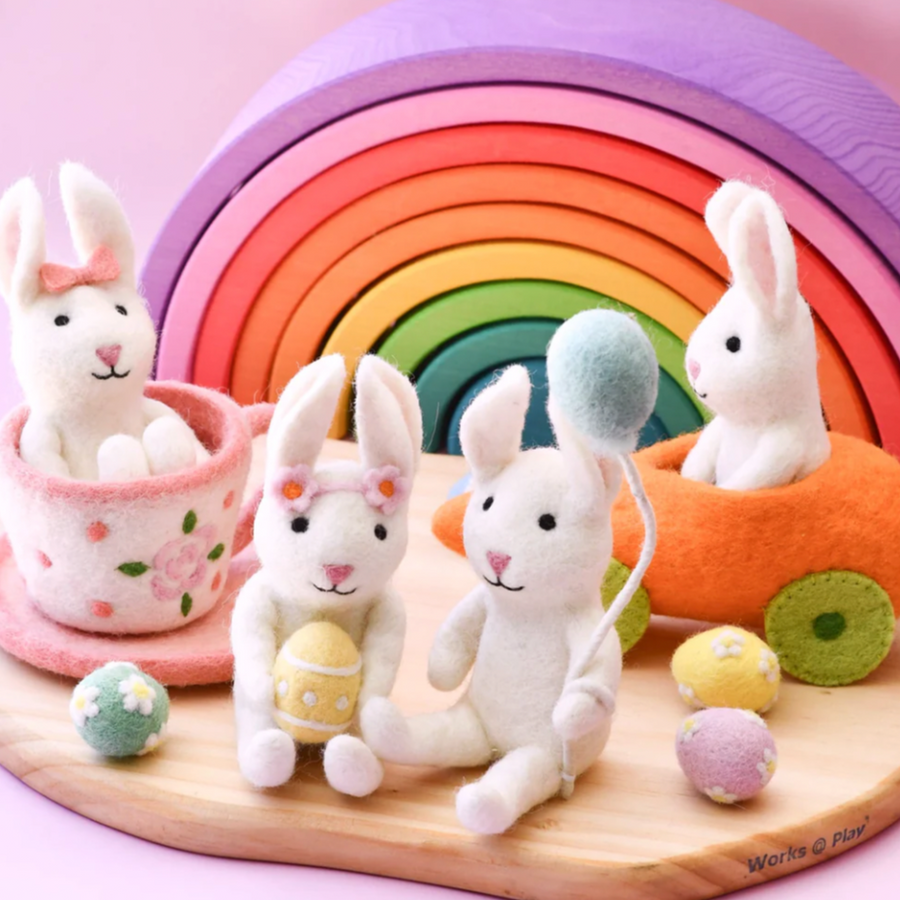 Felt Bunny Rabbit Toy with Easter Egg