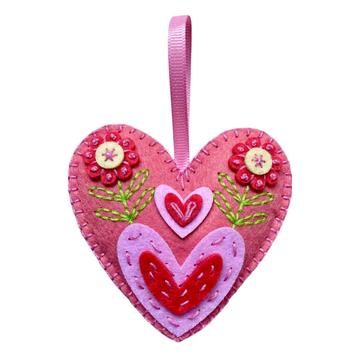 Kids Craft Kit | DIY Felt Creations - Pink Heart Decoration