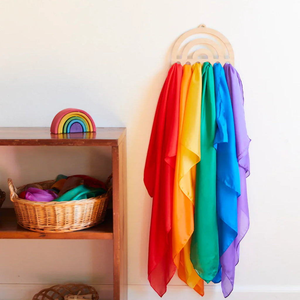 Sarah's Silks | Wooden Playsilk Display - Rainbow