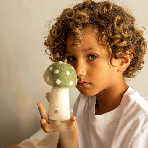 Muskhane Felt Dotty Mushrooms | Sage