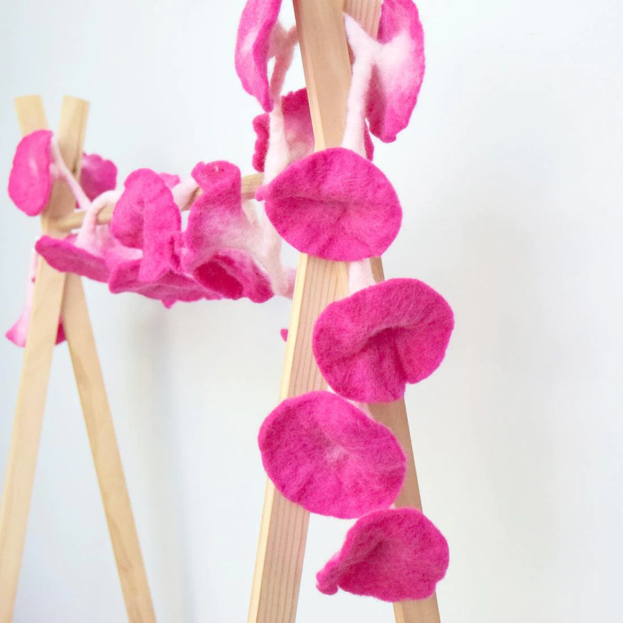 Felt Garland - Bright Pink Flower vine