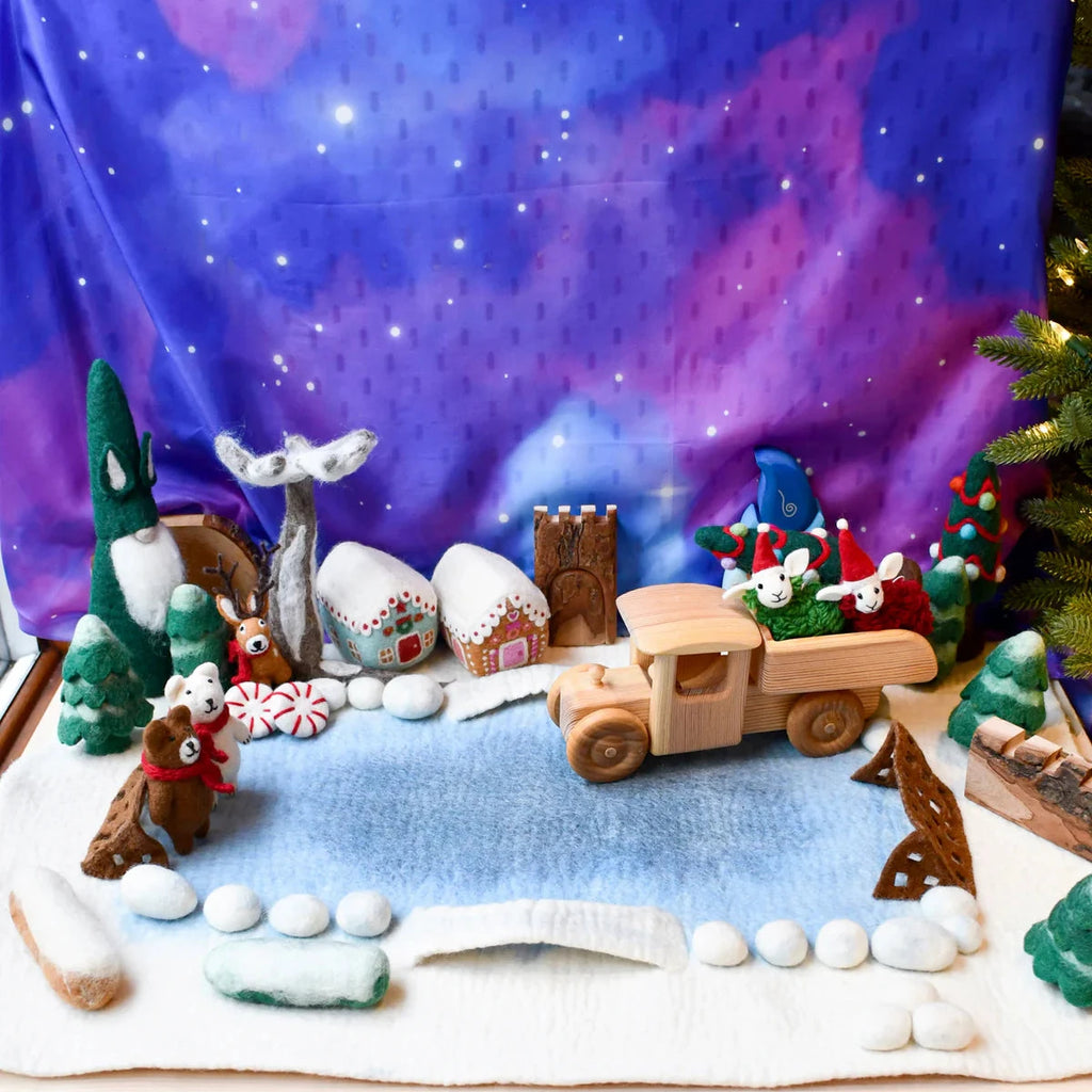 Tara Treasures | Felt Mat - Snow Ice Rink Playscape (Large)