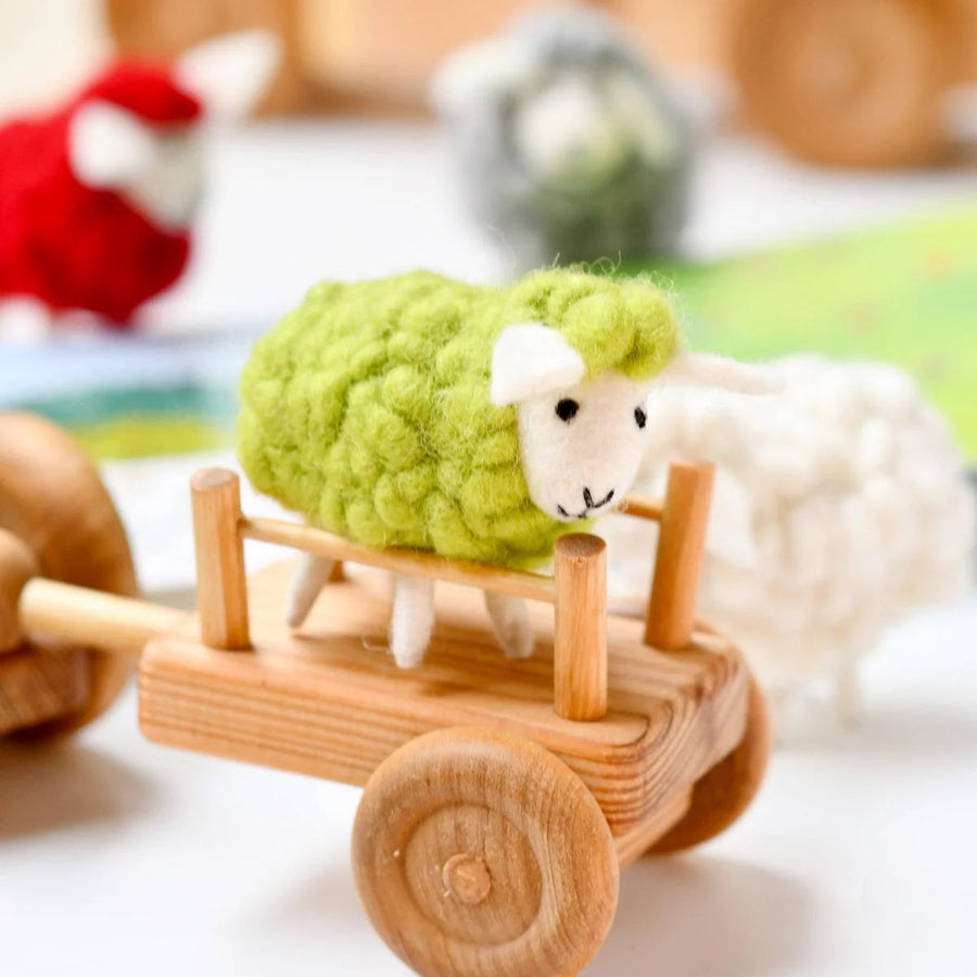 Tara Treasures | Felt Animal - Green Sheep