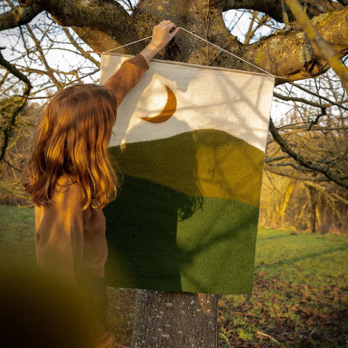 Muskhane Felt Landscape Wall Hanging | Midnight Olive